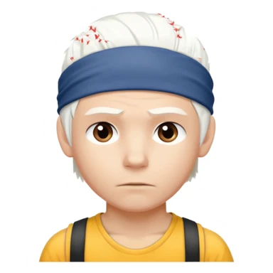 young climber boy with white hair and headband sticker