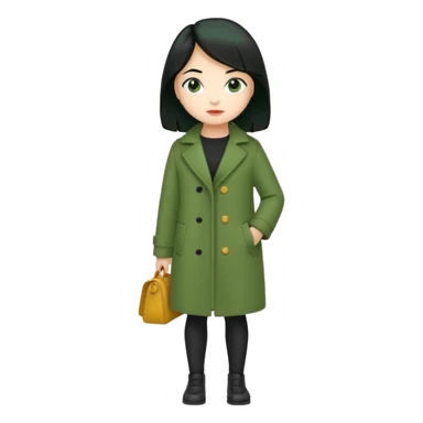 green coat black haired  girl  sticker