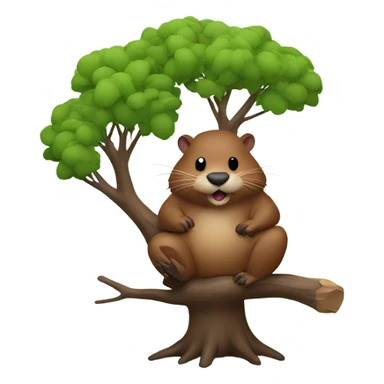 Beaver in the shape of a tree sticker