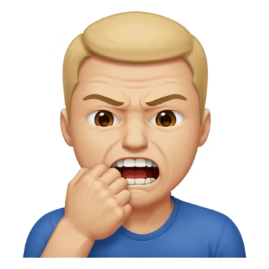 Guy biting his fist with teeth and squeezing his eyes shut  sticker