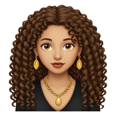 woman light brown skin long dark curly hair sticker