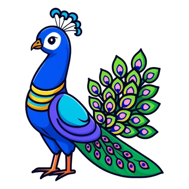 colorful peacock with Hindi word Husn meaning beauty sticker