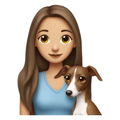 One girl with long brown hair hugging her Italian greyhound  sticker