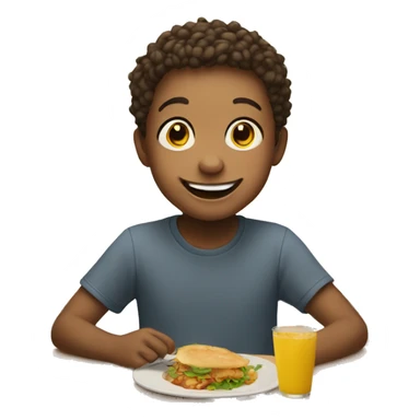 smiling boy enjoying food indoors sticker