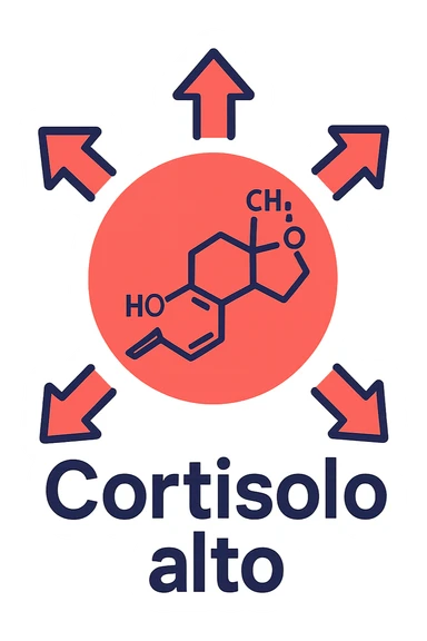 Cortisolo alto con freccie che indicano. In italiano sticker