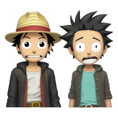 luffy + rick sanchez sticker