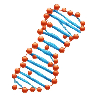 Double stranded DNA with mutations displayed as spiked bubbles sticker
