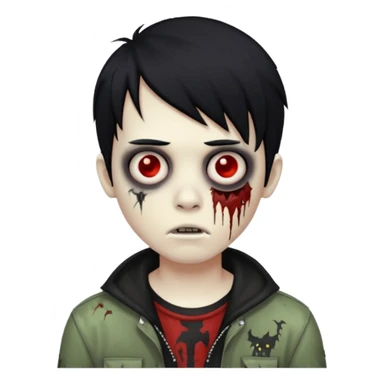 boy zombie with black hair, emo style sticker