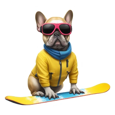 Skiing French bulldog  sticker