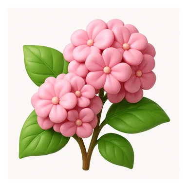 3D iOS style emoji with pink flowers and green leaves sticker