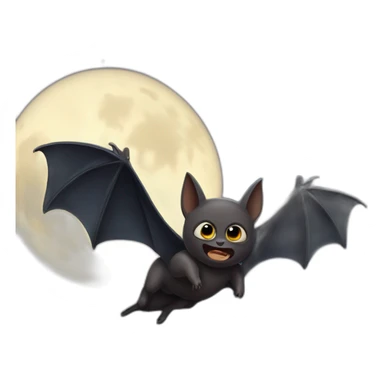 flying bat with baby bat moon sticker