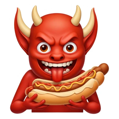 devil eating a hotdog sticker