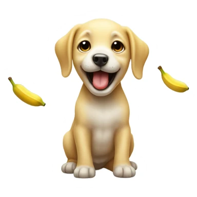 Puppy eating banana sticker