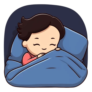adorable girl sleeping with a small blanket sticker