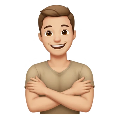 Crossed arms holding neck laughing guy sticker