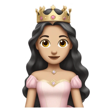 Princess- pale skin- Long dark hair- crown- light pink dress sticker