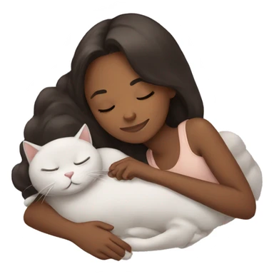 Girl sleeping with her cat  sticker