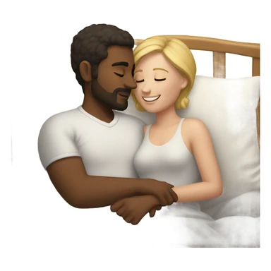 White couple snuggling in bed sticker