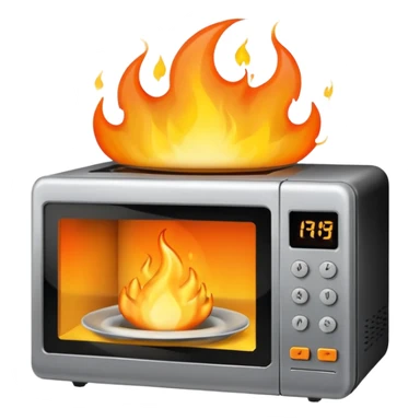 Microwave on fire sticker