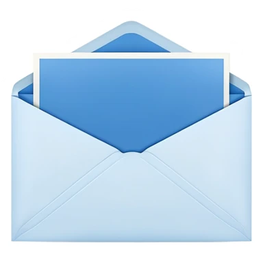 a white postcard in a blue envelope sticker