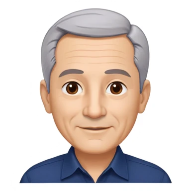 Respected Puerto Rican actor in his 60s, fair skin, round face with broad cheekbones, lively brown eyes, thick eyebrows, straight nose, short gray hair combed to the side with receding hairline, clean-shaven, friendly smile, wearing navy blue button-up shirt sticker