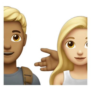Two lovers A blonde girl and a brown boy  sticker