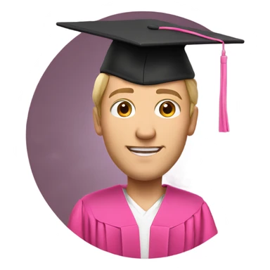 white man in a pink graduation and pink academic regalia sticker