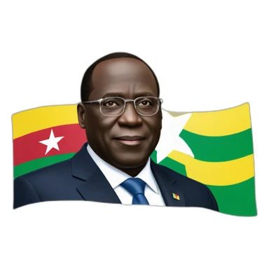 senegal flag behind president Macky sall sticker