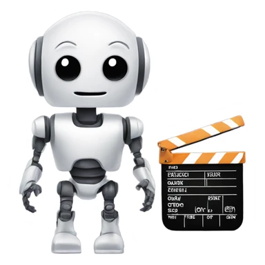 cute robot and a clapboard sticker