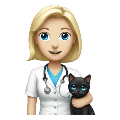 blonde nurse blue eyes with a black cat sticker