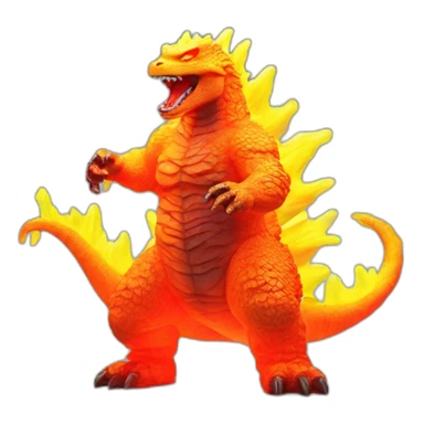 Godzilla fire fluo toy sticker