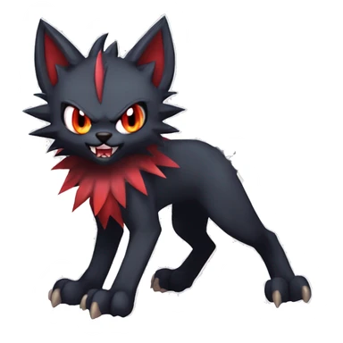   cool edgy kawaii beautiful fantasy anime-style dark animal vampiric Litten-Zoroark-Nargacuga-cat-hybrid Fakemon with big fangs and bat-ears full body sticker