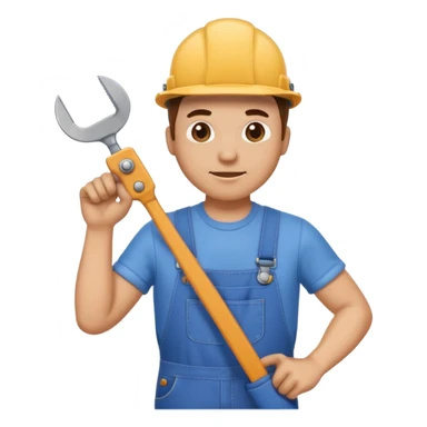 manual worker emoji wearing overalls holding saw sticker