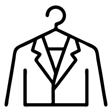 Minimalist clothes hanger icon with a blazer or collared shirt – symbol of professional outfits and style planning sticker