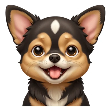 A high-resolution digital illustration of a cute black and tan chihuahua with big eyes yawning. portrait in a clean, semi-realistic style sticker