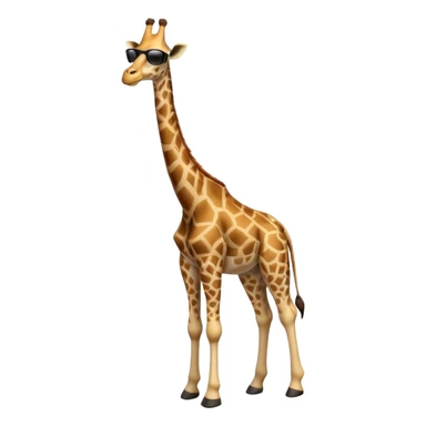 friendly anthropomorphised giraffe in casual clothing, wearing dark sunglasses, walking upright in standard pose sticker