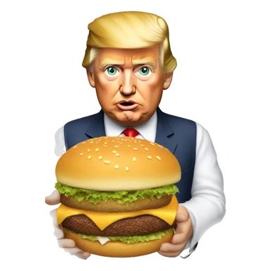 Donald Trump eating a hamburger sticker