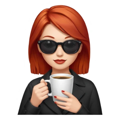 sunglasses red hair woman drink coffee sticker