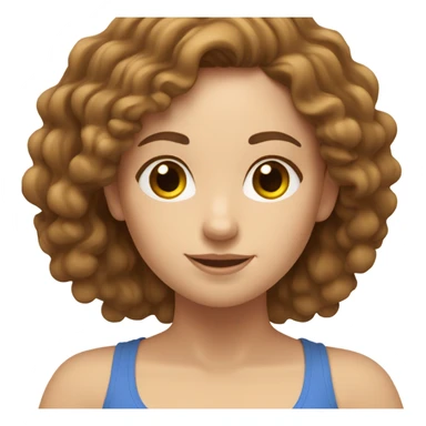 White girl with long brown curly hair doing yoga sticker