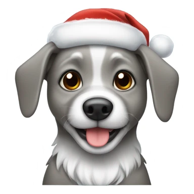 cute small grey dog wearing santa hat sticker