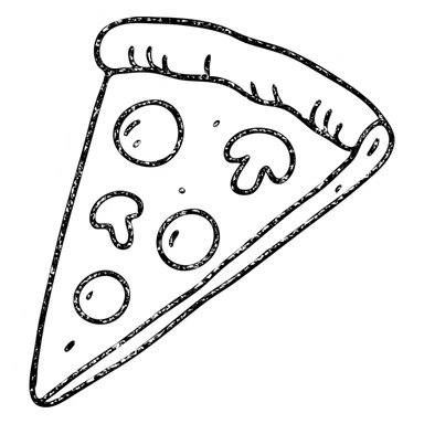 hand drawn outlined slice of pizza icon sticker