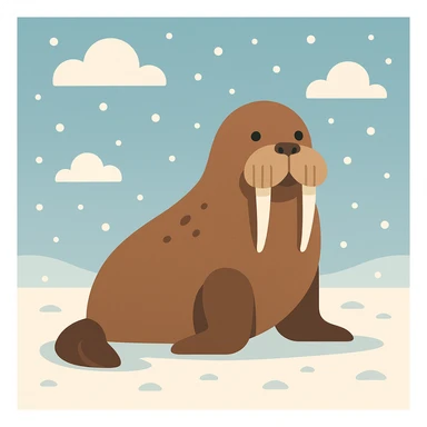 Flat design style walrus in the snow sticker