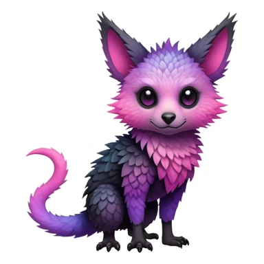 Cool Edgy Black-pink-purple-gradient badass Trico-animal-creature full bodyd sticker