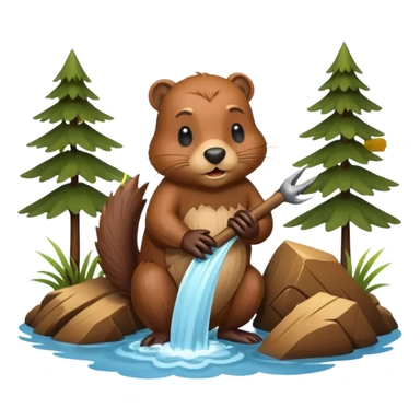 Cute beaver building a dam sticker
