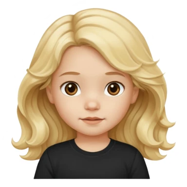 3yr old girl wavy long blond hair brown eyes black tshirt sticker