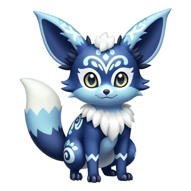 Shiny snowy pastel Noibat-Meowstic-Umbreon-Fakémon-hybrid-creature (full body)  sticker