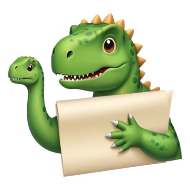 dinosaur hand holding papers sticker