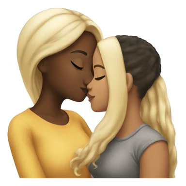Black girl kissing blond girl  sticker