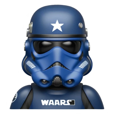 a blueberry wearing a black Star Wars Death Trooper helmet sticker