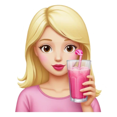 blonde girl drinking pink drink sticker